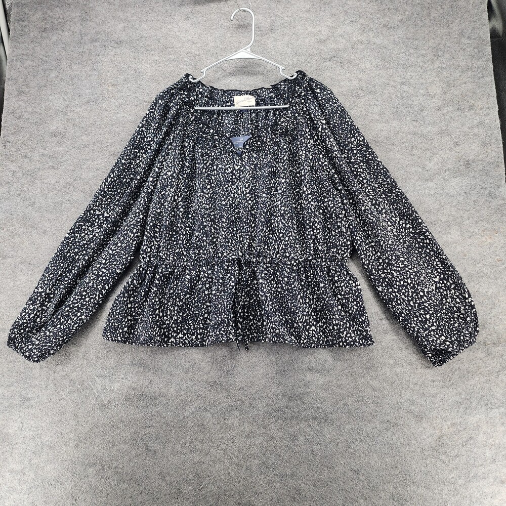 Universal Thread Shirt Womens XXL Long Sleeve Cropped Black